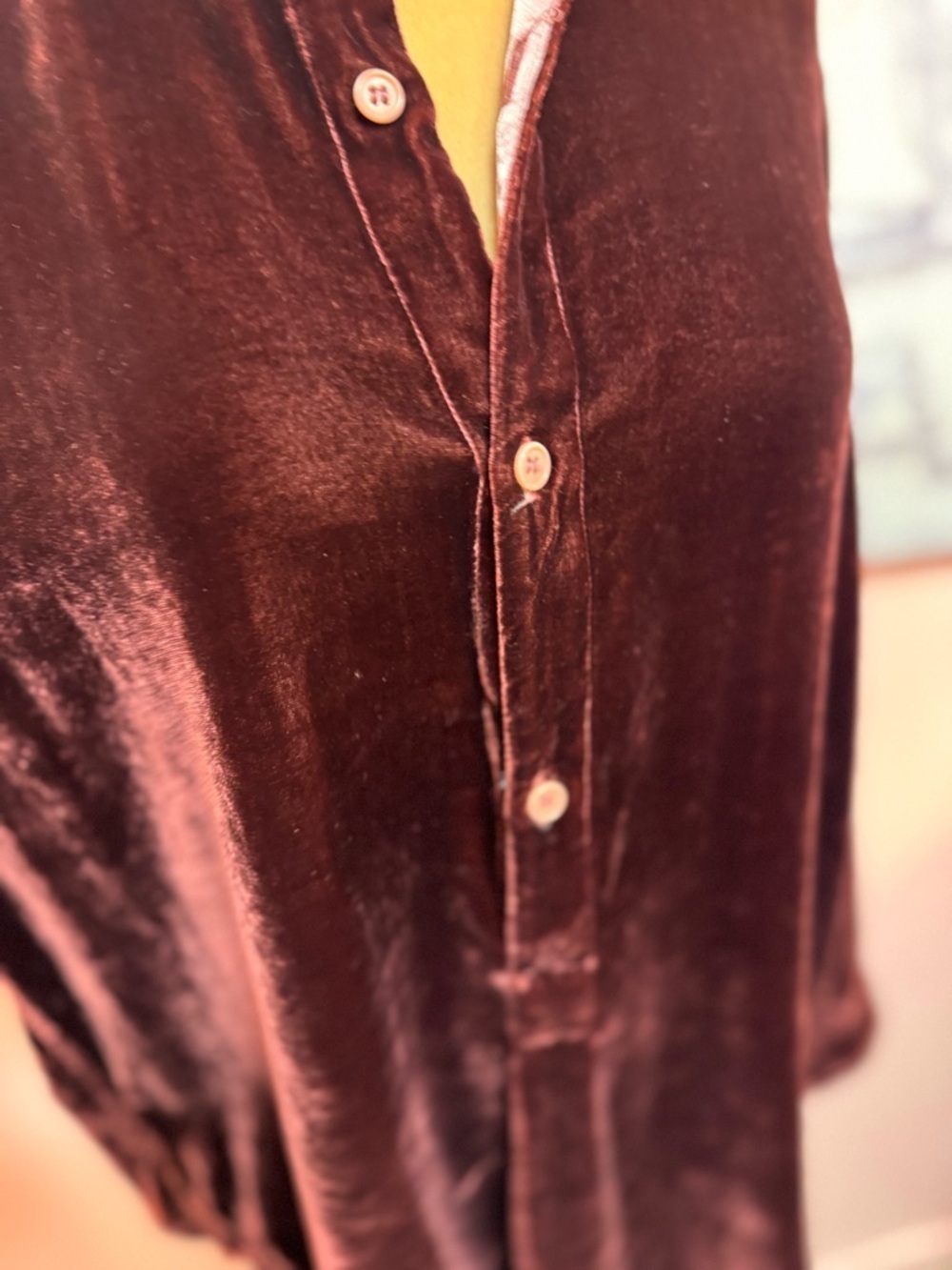 CP shades Maroon Velvet Long-Sleeve Shirt -S - Picture 5 of 8